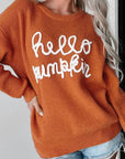 Contrast Letter Round Neck Long Sleeve Sweater