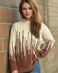 Contrast Mock Neck Long Sleeve Sweater