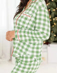 Contrast Piping Plaid Top and Pants Lounge Set