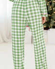 Contrast Piping Plaid Top and Pants Lounge Set