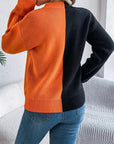 Contrast Round Neck Long Sleeve Sweater