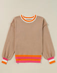 Contrast Round Neck Long Sleeve Sweater