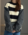 Contrast Round Neck Long Sleeve Sweater