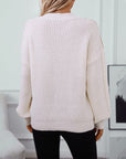 Contrast Round Neck Long Sleeve Sweater