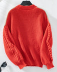 Contrast Round Neck Long Sleeve Sweater