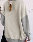 Contrast Round Neck Long Sleeve Sweatshirt