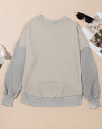 Contrast Round Neck Long Sleeve Sweatshirt