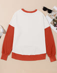 Contrast Round Neck Long Sleeve Sweatshirt