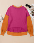 Contrast Round Neck Long Sleeve Sweatshirt