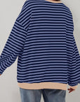 Slate Gray Contrast Striped Long Sleeve Sweatshirt