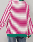 Light Gray Contrast Striped Long Sleeve Sweatshirt