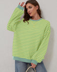 Dark Gray Contrast Striped Long Sleeve Sweatshirt