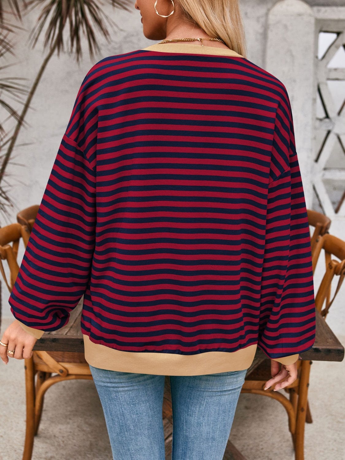 Sienna Contrast Striped Long Sleeve Sweatshirt