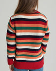 Contrast Stripes Turtleneck Long Sleeve Sweater