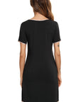 Contrast Trim Pocketed Round Neck Lounge Dress