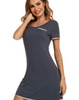 Contrast Trim Pocketed Round Neck Lounge Dress