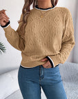 Contrast Trim Round Neck Long Sleeve Sweater