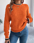 Contrast Trim Round Neck Long Sleeve Sweater