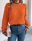 Contrast Trim Round Neck Long Sleeve Sweater