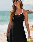 Black Contrast Trim Scoop Neck One-Piece Swimwear