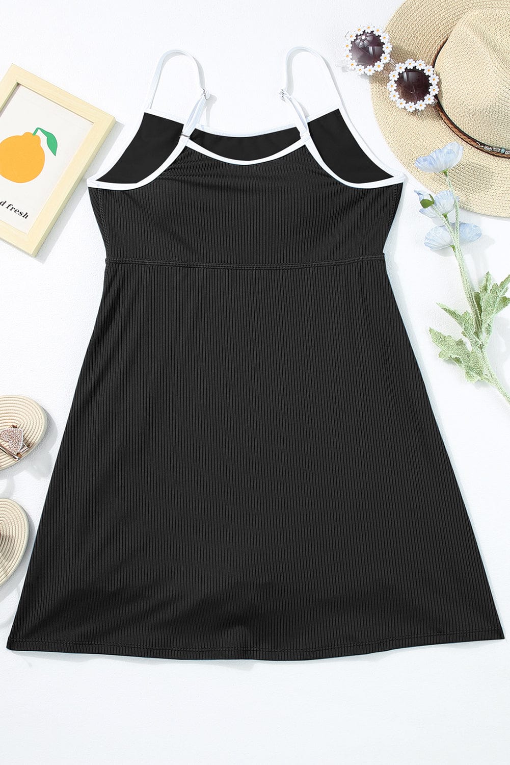 Dark Slate Gray Contrast Trim Scoop Neck One-Piece Swimwear