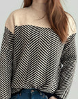 Contrast Turtleneck Long Sleeve Sweater