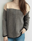 Contrast Turtleneck Long Sleeve Sweater