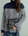 Contrast Turtleneck Long Sleeve Sweater