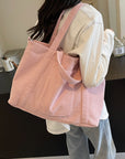 Corduroy Solid Large Tote Bag