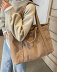 Corduroy Solid Large Tote Bag