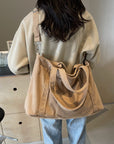 Corduroy Solid Large Tote Bag