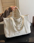 Corduroy Solid Large Tote Bag