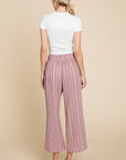 Gray Cotton Bleu by Nu Lab Striped Elastic Waist Wide Leg Pants