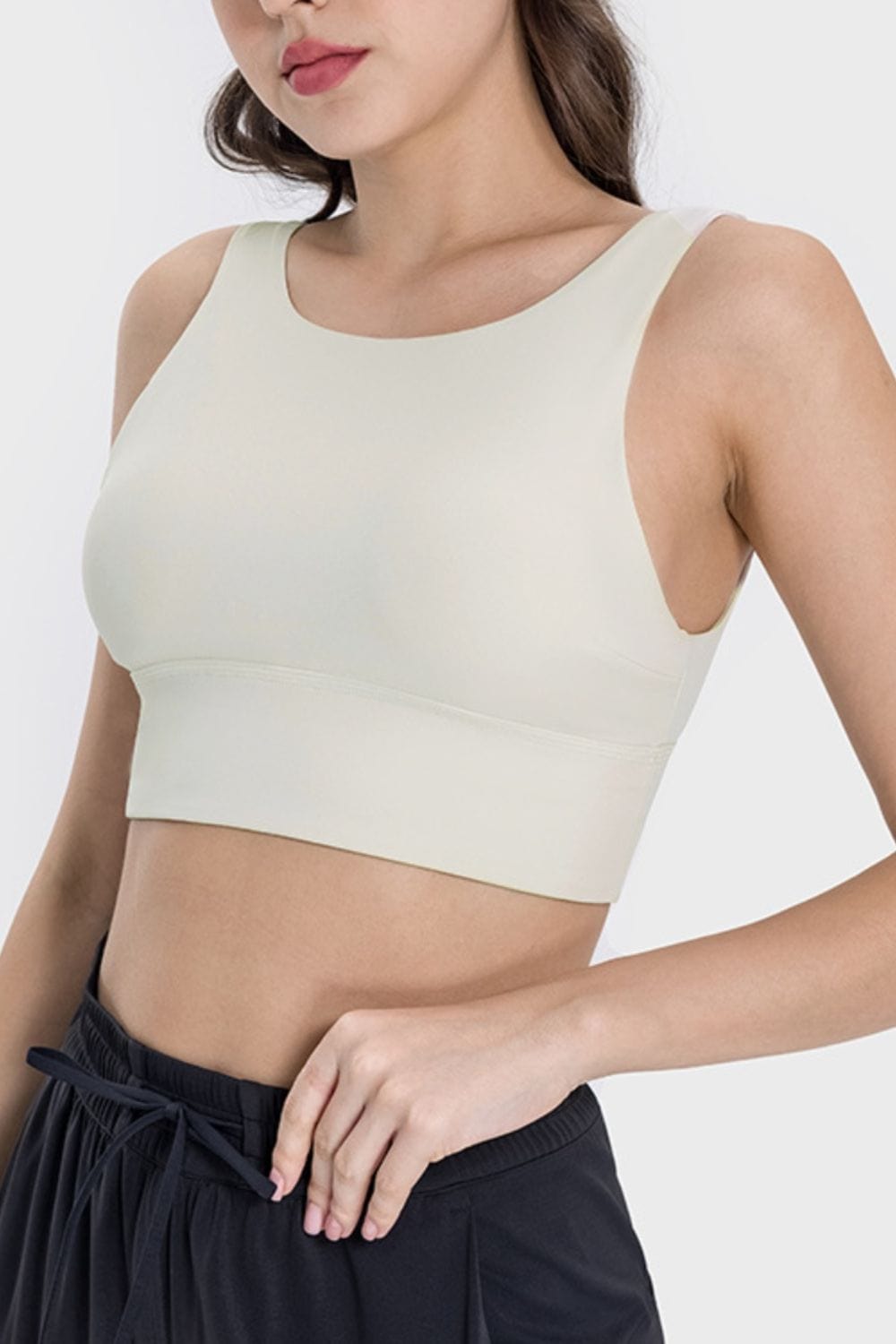 Light Gray Backless Wide Strap Active Bra