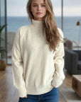 Ribbed Turtleneck Raglan Sleeve Sweater