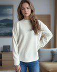 Round Neck Drop Shoulder Long Sleeve Sweater