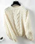 Cable-Knit Round Neck Long Sleeve Sweater