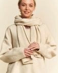 Davi & Dani V-Neck Dropped Shoulder Sweater with Scarf