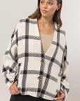 HYFVE Plaid Long Sleeve Jacket with Side Slit Pockets