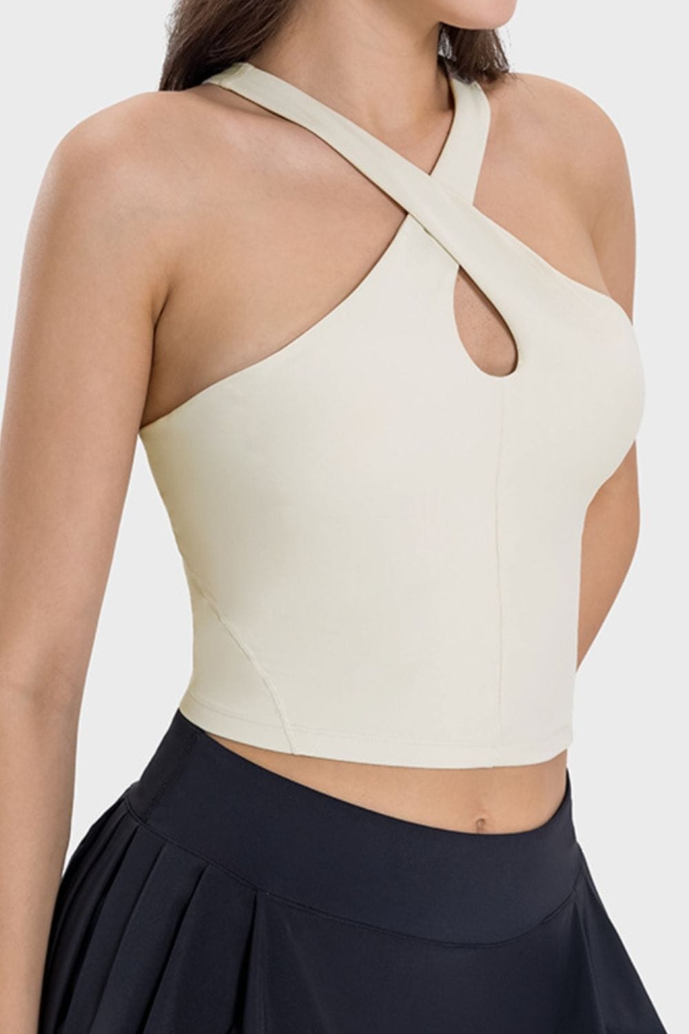 Light Gray Crisscross Grecian Neck Active Cami