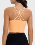 Dark Salmon Crisscross Round Neck Active Tank