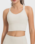 Light Gray Crisscross Round Neck Active Tank