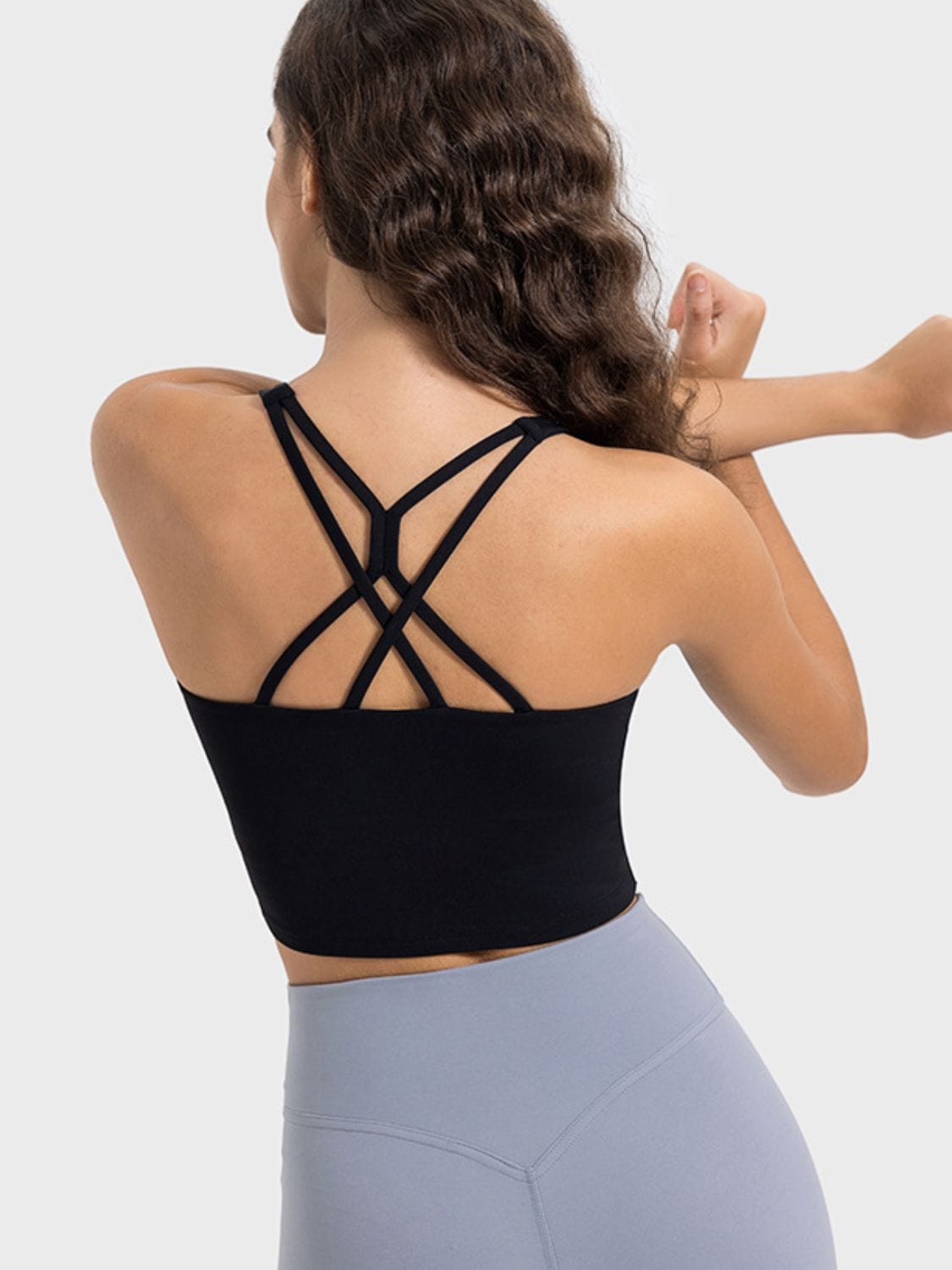 Black Crisscross Round Neck Active Tank