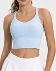 Light Gray Crisscross Round Neck Active Tank