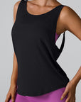 Black Crisscross Round Neck Active Tank