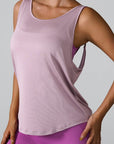 Gray Crisscross Round Neck Active Tank