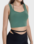 Dark Slate Gray Crisscross Square Neck Active Tank