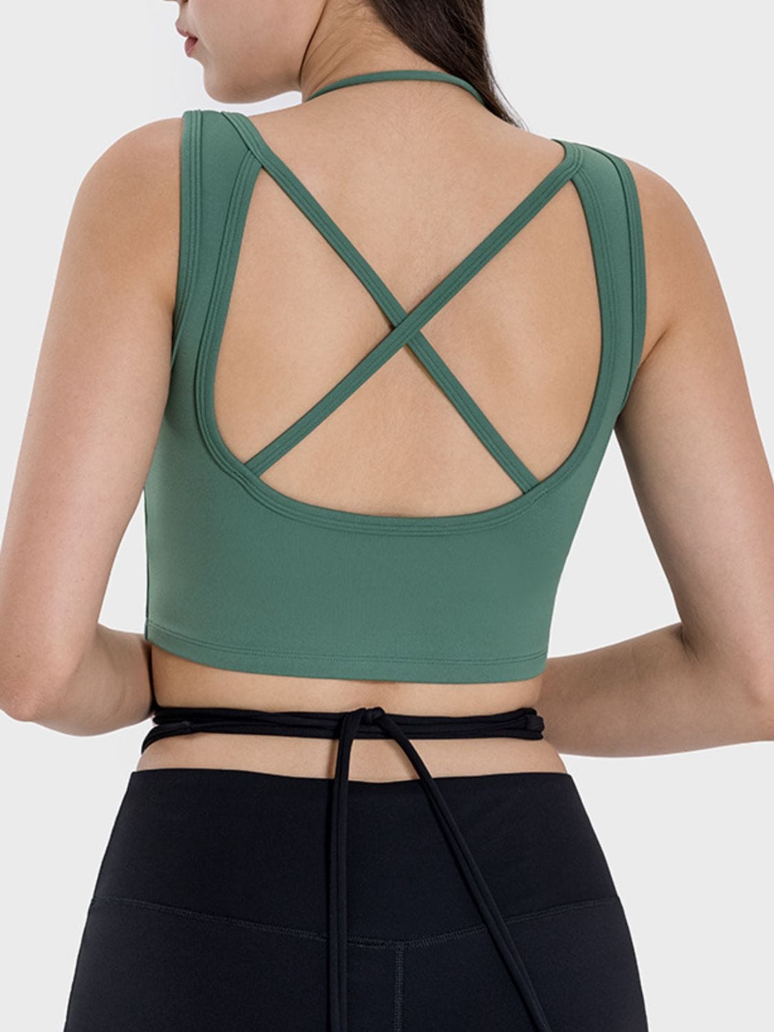 Dark Slate Gray Crisscross Square Neck Active Tank