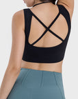 Dark Slate Gray Crisscross Square Neck Active Tank