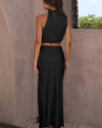 Cropped Turtle Neck Tank Top and Maxi Skirt Set